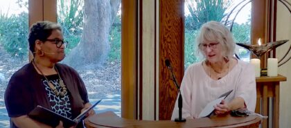Rev. Connie Simon and Karen Friis at Worship